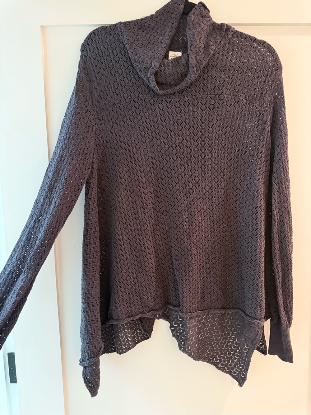 O'Neill Women's Heather Slate Pointelle Cowl Neck Sweater